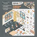 3D PET gym themed sticker set with cartoon cats and background card for DIY scrapbooking - Simno 2.0 Gym