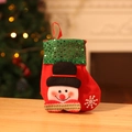 Close-up of Christmas stocking with 3D snowman applique and green sequin cuff detail - Sequin Snowman Small Sock