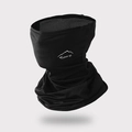 Black cycling face mask in breathable mesh fabric with white sports logo and mountain print - Sport Style Cool Black (8123)