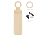 Beige stainless steel magnetic sports bottle with booster ring phone stand feature - Cream