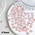 Pink resin dried rose charms 8x8mm for DIY nail art on white vintage plate - Light Pink