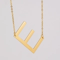 Detailed close-up of 18K gold-plated stainless steel letter E pendant on a fine link chain - Gold Letter E (With Chain)