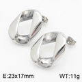 Orecchini geometrici a catena ritorta in acciaio inossidabile argento con finitura lucida - Stile a Catena Grossa Irregolare (KE110905-KJX) / Argento