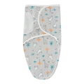 Gray newborn swaddle wrap with giraffe pattern and adjustable velcro wings - Grey Giraffe Pattern Single Swaddle