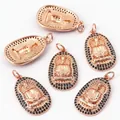 Rose gold Buddha pendant with black crystal inlay for DIY jewelry necklaces - Black Nano CZ Rose Gold Plated 1Pc
