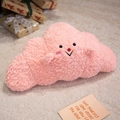 Roze pluche wolk kussen van teddy fleece met geborduurd lachend gezicht detail - 45cm / Roze