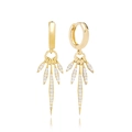 Detailed view of luxury gold radial drop earrings with micro-pave cubic zirconia crystals - Gold White Zirconia Spike Fan Pendant
