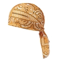 Bright yellow paisley bandana durag made of silky elastic fabric for sports and fashion - Gold Yellow