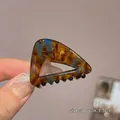 Tortoiseshell acetate hair claw clip with triangle design and France Hand Made stamp - Triangle Blue Brown