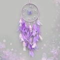 Handmade dreamcatcher with purple and pink feathers and center butterfly decor - Finished Product / Purple Butterfly Love Flower
