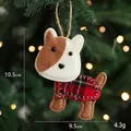 Ciondolo per cani di Natale in feltro fatto a mano, vestito scozzese rosso, deco 10,5cm - Cane di feltro