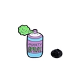 Broche de esmalte con forma de spray para la ansiedad violeta con niebla verde y cierre - Anxiety Spray (Lata de spray púrpura)