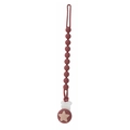 Food-grade silicone pacifier clip in brick red and light pink with star embossed clamp - Red (With Star Clip)