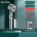 Gun grey pressurized shower head set with 3-mode spray, stop button and 1.5m hose - 1.5m Hose + Bracket Set / Gunmetal