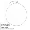 Minimalist silver stainless steel cable chain necklace, 40+5cm length and 0.8mm diameter - 0.8mm Bamboo Chain / Steel