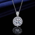 Elegant silver-plated necklace with sparkling sunflower-shaped white zircon pendant and chain - Xl-133 [with Cross Chain]