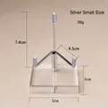 Small silver crystal display stand with acrylic base and three-prong metal holder - Small / Silver
