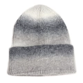 Detailed knit texture of white and grey gradient thick woolen beanie for winter - M (56-58cm) / Grey Gradient