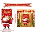 Details des Weihnachtsbanners mit Weihnachtsmann, Glocke und Merry Christmas Text und Maßen - Weihnachtsmann mit Glocke