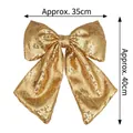 Large 35x40cm Christmas bow ornament with metallic gold sequins for holiday decoration - 35*40cm / Gold