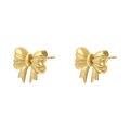 Fashion 18K gold plated bow stud earrings with vintage metal texture on white background - VE1448 Bowknot / Gold