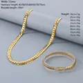 Set aus goldener Titanstahl-NK-Kette und Armband mit detaillierten Maßangaben - Armband 20CM / 7mm Gold