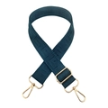 Adjustable dark teal wide bag strap with Greek key pattern and gold metal hardware - Silver Clasp / Malachite green