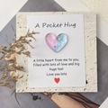 Gradient resin heart pocket hug card with glitter finish for romantic gift - Pale Blue