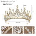 Luxuriöse goldene Brautkrone mit Strasssteinen, 13,3 cm Durchmesser und 123 g Gewicht - Gold