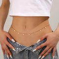 18k vergulde lichaamsketting voor dames met meerdere sterhangers aan een schakelketting - Gouden Ster Ketting Riem