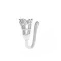 Silver flower nose cuff with clear zircons, non-piercing U-shaped copper jewelry piece - Torch Shape (X608) / Silver