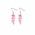 Macro detail of translucent pink glitter lightning earrings with acrylic finish - Transparent Light Pink