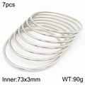 Lot de 7 joncs polis en acier inoxydable plaqué or 18K 73x3mm style minimaliste - Style Ensemble de 7 Pièces Argenté (KB183010-LO)