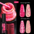Macro detail of 012 rose red reflective line gel with natural and dark glitter effects - Fluorescent Diamond Line Gel 12 (Rose Red)