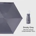 Mini flat smoke gray umbrella for sun and rain with 15cm ultra compact fold design - No Box / Smoke
