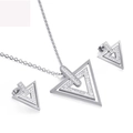 Elegante set di gioielli geometrici a triangolo argento con collana e orecchini - Color Acciaio