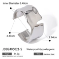 Onregelmatige 18k vergulde roestvrijstalen manchetarmband met golfontwerp details - Binnendiameter 6,48 cm/Breedte 2,94 cm / Zilver