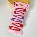 Glittery water drop hair clips for girls in red, purple, and pink 6-piece set - Red Series