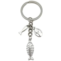 Schattige katten sleutelhanger met vis en graat bedeltjes voor dames handtassen - Katten Visgraat Stijl (ER1241) / 8.1x3cm
