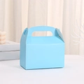 Light blue cardboard party gift box with integrated handle and rooftop folding design - Light Blue