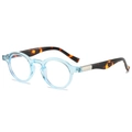 Classic retro sunglasses featuring a light blue transparent frame with tortoiseshell temples - Blue Frame Clear Lens