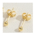Minimalist 14K gold-plated ball stud earrings featuring a classic butterfly back closure - 3MM Round Bead Stud Earrings
