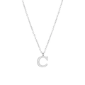 Silver letter C pendant necklace with sparkling micro-inlaid cubic zirconia on chain - Silver-C