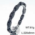 Bracciale in acciaio inossidabile nero stile cinturino con strass, 220x8mm - Nero(KB182565-KPD)