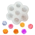3D-Rosen-Silikonform für Duftkerzen und Sukkulenten-Pfingstrosen-Dekoration für Fondantkuchen - 2# 7-Hohlraum Rose / Weiß