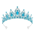 Silver bridal crown detail with teardrop blue crystals and intricate hollow metalwork - Silver Solid Lake Blue