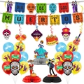 Dettaglio del set per il Giorno dei Morti con striscioni, palloncini e decorazioni in carta - Set per Feste Giorno dei Morti 3 (Include Banner, Palloncini, Nido d'ape e Spirali)