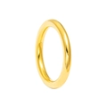 Polished 2.5mm gold titanium steel ring with a minimalist glossy mirror finish on white background - US 6 / Gold