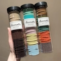 Three jars of high-elasticity braided hair ties in beige, brown, and pastel colors - Forest + Coffee + Spring (300 Pcs/Can)