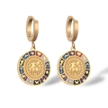 Boho-Ohrringe Gold mit bunten Emaille-Anhängern und Symbolen wie Sonne und Mond - Gold